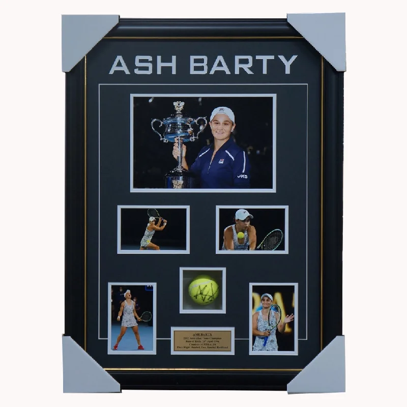 Ash Barty Signed Tennis Ball 2022 Australian Open Grand Slam Champion Collage Framed - 5650