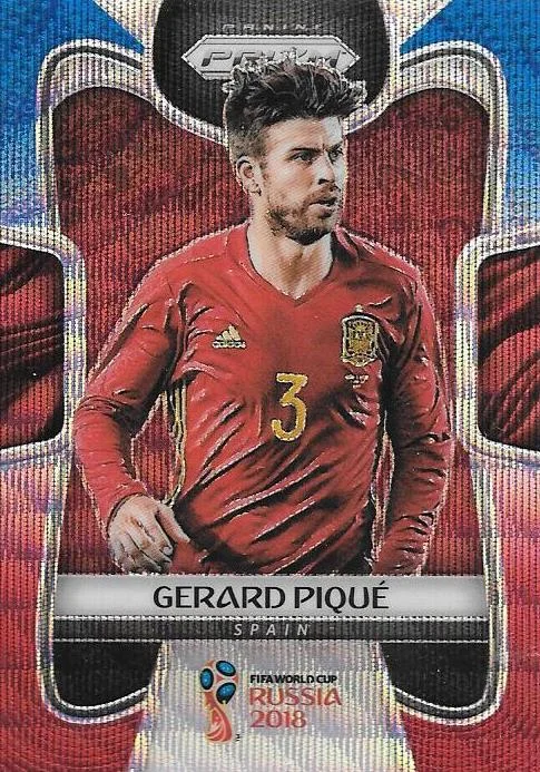 Gerard Pique, Blue & Red Refractor, 2018 Panini Prizm World Cup Soccer