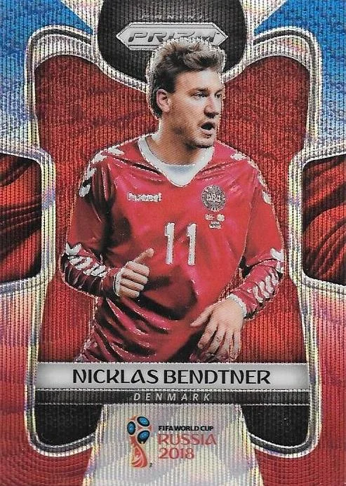 Nicklas Bendtner, Blue & Red Refractor, 2018 Panini Prizm World Cup Soccer