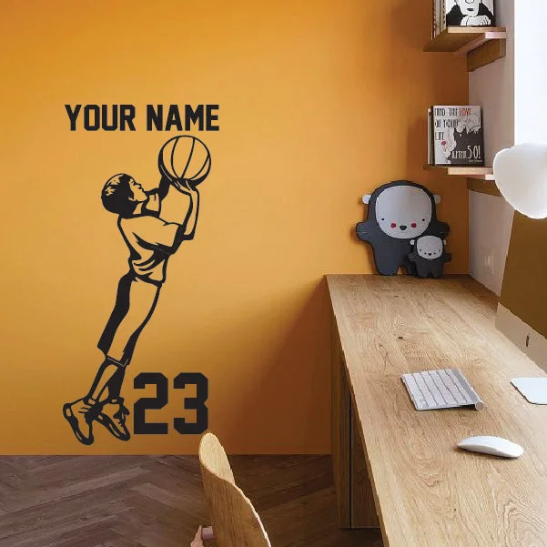 Personalized Basketball Boy throwing Ball