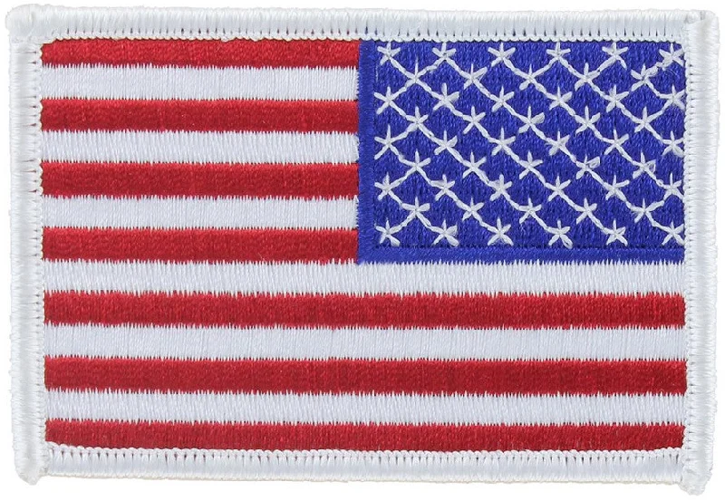 Right Sleeve Oriented White Border American Flag Patch - Applied or Unapplied.