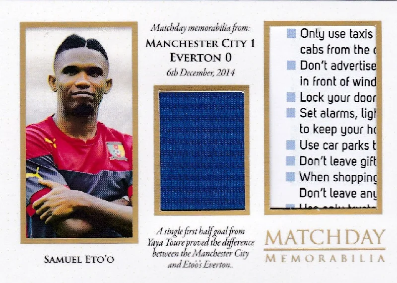 Samuel Eto'o, Match Day Memorabilia, 2016 Futera Unique Soccer