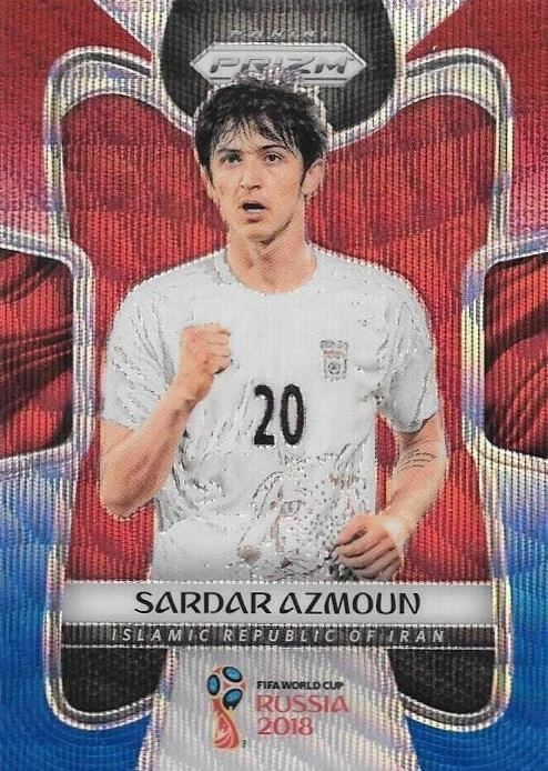 Sardar Azmoun, Red & Blue Refractor, 2018 Panini Prizm World Cup Soccer