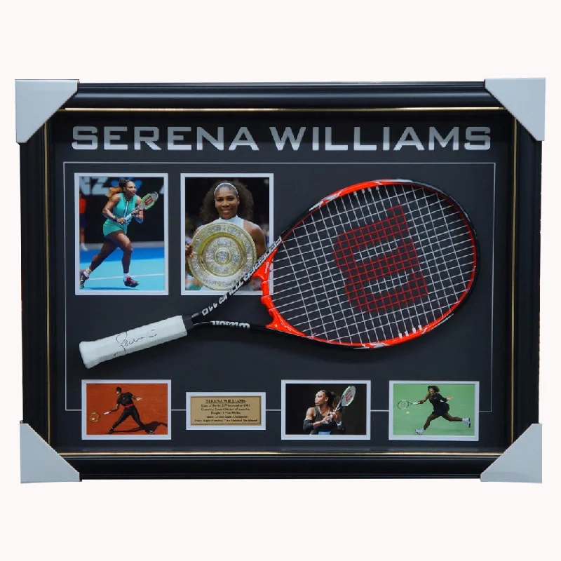 Serena Williams Grand Slam Champion Signed Tennis Racket With Photos Framed + Coa - 3606