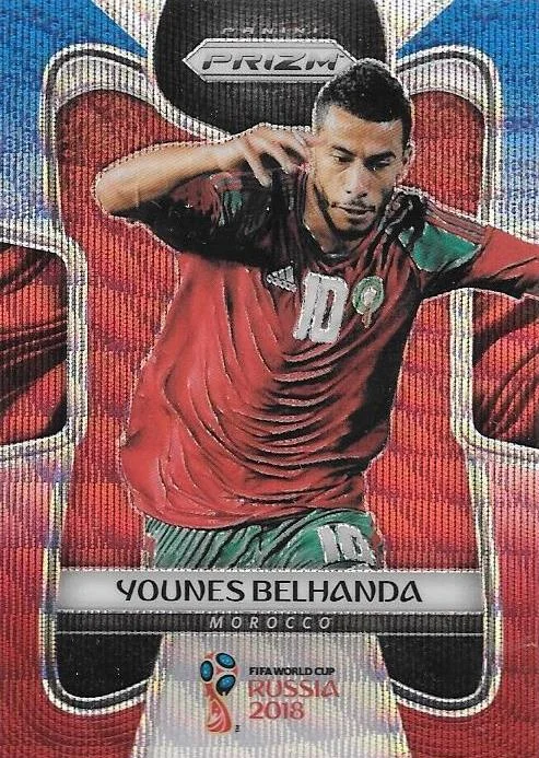 Younes Belhanda, Blue & Red Refractor, 2018 Panini Prizm World Cup Soccer