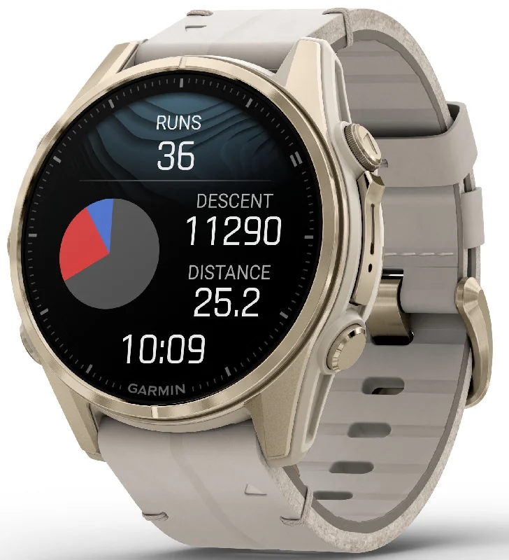 Garmin Fenix 8 43mm Sapphire AMOLED Soft Gold Limestone Leather