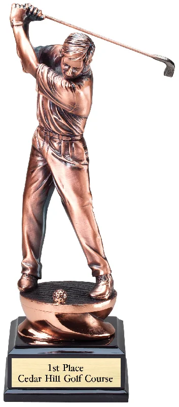 Golf Figure Copper Colored Resin