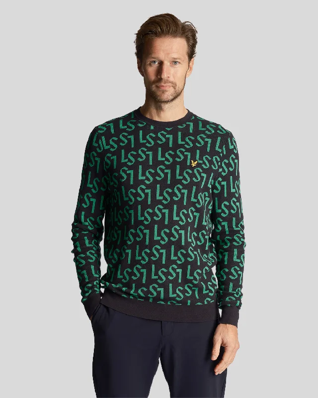 Golf Monogram Knitted Crew Neck Jumper